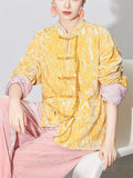 Women's Beautiful Chinese Style Yellow Velvet Tang Suit