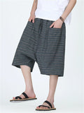 Men's Summer Striped Drawstring Drop Crotch Short Pants