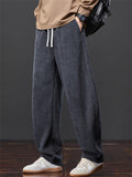 Men's Comfy Japanese Style Loose Fit Casual Scimitar Pants Autumn Daily Wear
