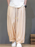Men's Summer Chinese Style Pleated Baggy Loose Fit Pants