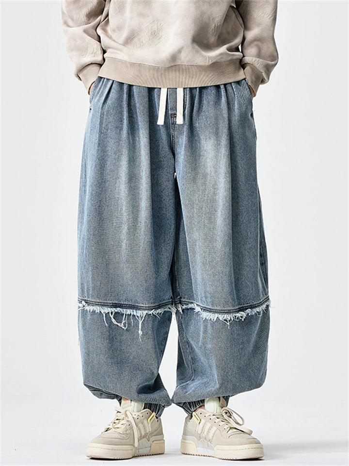 Men's Autumn Japanese Style Vintage Loose Harem Wide Leg Baggy Jeans