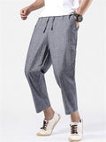 Men's Summer Stripe Drawstring Cropped Pants
