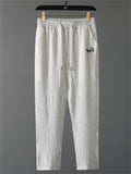 Men's 2Pcs Cool Texture Embroidered Short Sleeve Solid Color Outfits
