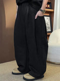 Men's High Street Style Loose Fit Pleated Casual Pants with Pockets