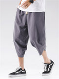 Men's Hem Side Slit Kung Fu Training Cropped Pants