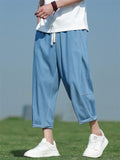 Summer Men's Casual Drawstring Denim Capri Jeans