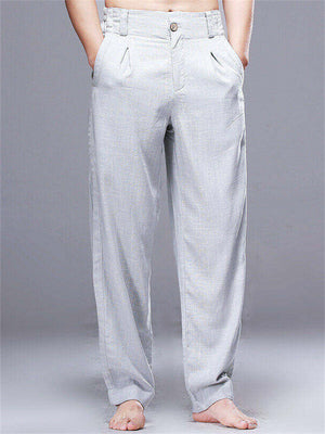 Men's Summer Casual Linen Wide Leg Straight Pants