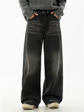 Men's Casual High Street  Wide Leg Straight Whisker Jeans