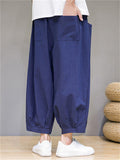 Men's Summer Casual Solid Color Wide Leg Cropped Pants