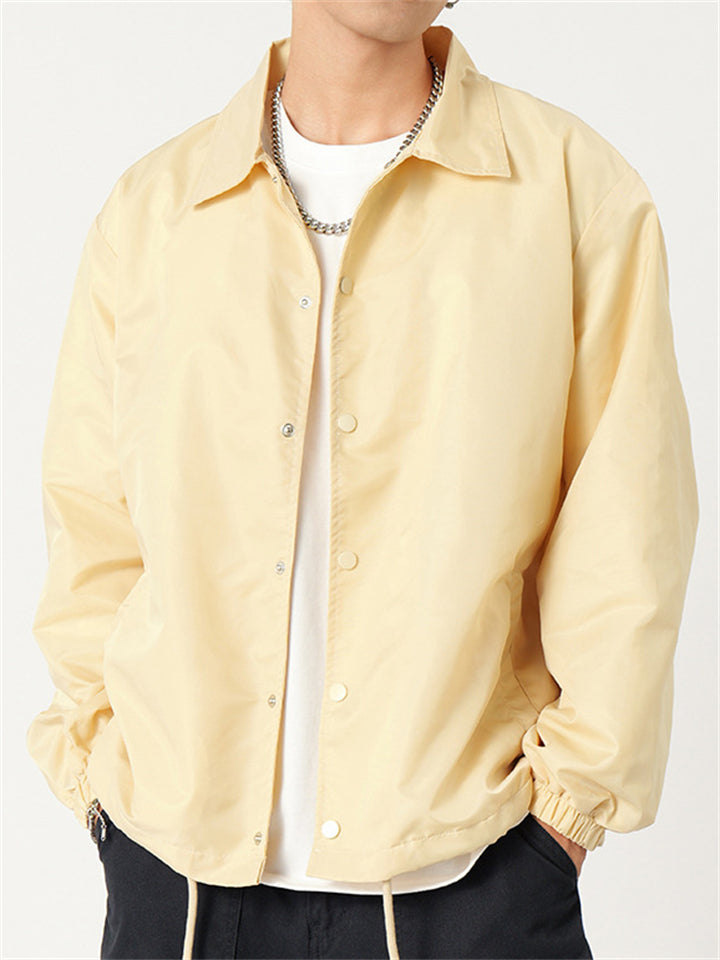Men's Solid Color Hip-hop Style Button Up Jackets