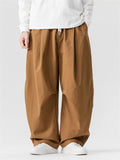 Japanese Style Autumn Drawstring Drape Straight Leg Loose-Fit Pants for Men
