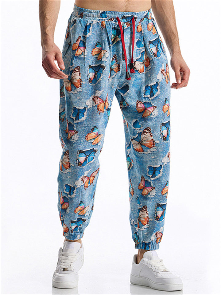 Men's Summer Retro 3D Print Drawstring Jogger Pants