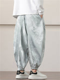 Male Loong Graphic Ankle-tied Ice Silk Lantern Pants