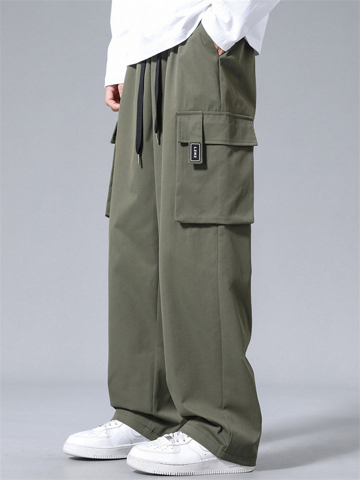 Men's Winter Warm Loose Fit Cargo Pants with Flap Pockets
