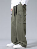 Men's Winter Warm Loose Fit Cargo Pants with Flap Pockets