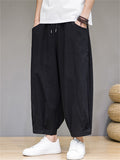 Men's Summer Casual Solid Color Wide Leg Cropped Pants