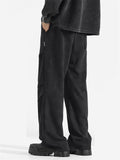 Men's Solid Color Casual Elastic Wide Leg Straight Pants