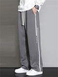 Men's A‌utumn Loose Sweatpants with White Stripes and Letters Print
