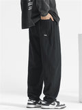 Men's Summer Cotton Elastic Waist Wide Leg Straight Pants