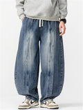 Men's Japanese Style Loose Retro Harem Wide Leg Jeans