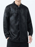 Men's Autumn Vintage Jacquard Stand Collar Long Sleeve Shirts