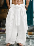 Men's Summer Solid Color Elastic Waist Wide Leg Holiday Pants