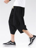 Men's Hem Side Slit Kung Fu Training Cropped Pants