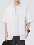 Men's Simple Solid Color Texture Short Sleeve Shirts
