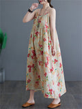 Women's Simple Flowers Print Strap Maxi Dress