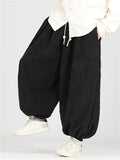 Men's Casual Trendy Solid Color Wide Leg Corduroy Bloomers Pants