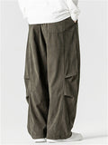 Japanese Style Autumn Loose-Fit Pants for Men with Elastic Waist