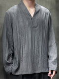 Retro Oriental Style Long Sleeve V-Neck Tang Suit Shirt For men