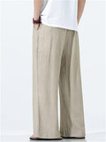 Men's Summer Cool Casual Solid Color Wrinkled Drape Wide Leg Pants