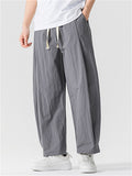 Men's Summer Japanese Style Drawstring Wide Leg Cargo Pants