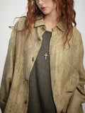 Fashion Jacquard Loose Texture Lapel Shirt for Women