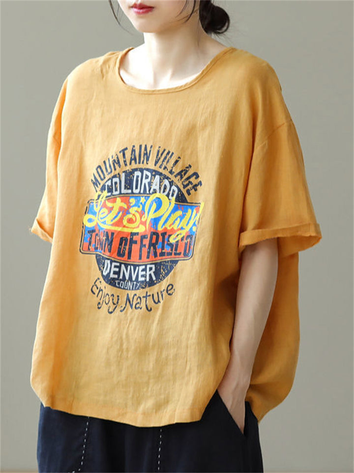 Summer Loose Casual Let's Play Print T-Shirt for Women