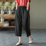 Women's Summer Casual Elastic Waist Harem Cropped Pants