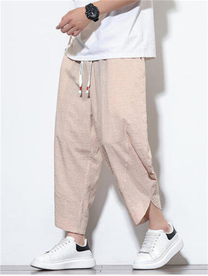 Men's Summer Comfy Casual Plaid Harem Capri Pants