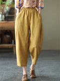Women's Summer Casual Elastic Waist Harem Cropped Pants