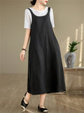 Women's Simple Solid Color Loose Overall Midi Dress