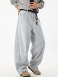 ‌Men's American Style Loose Fit Vintage Washed Whisker Denim Pants