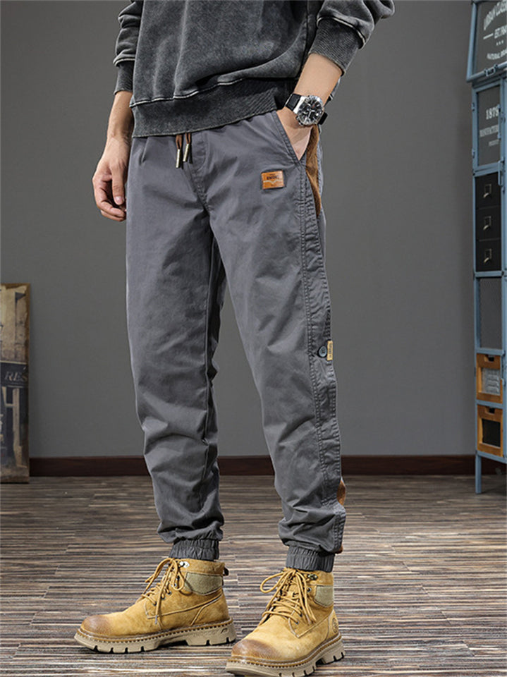 Men's Autumn Vintage Regular-Fit Patchwork Cargo Jogger Pants