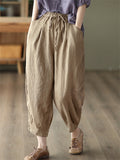 Women's Summer Casual Drawstring Harem Cropped Pants