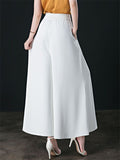 Women's High Waist Wide Leg Flowy Palazzo Pants with Buttons