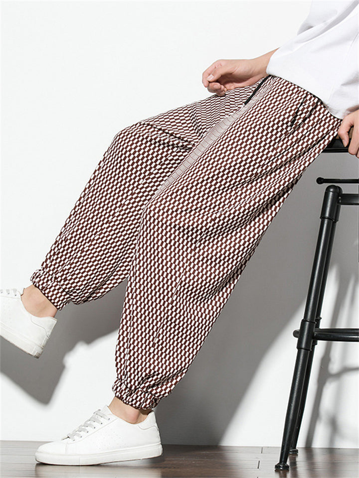 Men's Fashionable Two Color Checkered Pattern Pants