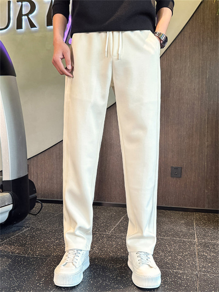 ‌Men's Loose Fit Elastic Waist Drawstring Striped Straight Leg Track Pants‌