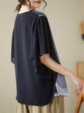 Summer Casual Women's Contrast Color Round Neck Short Sleeve Shirts