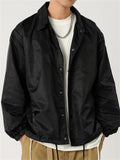 Men's Solid Color Hip-hop Style Button Up Jackets