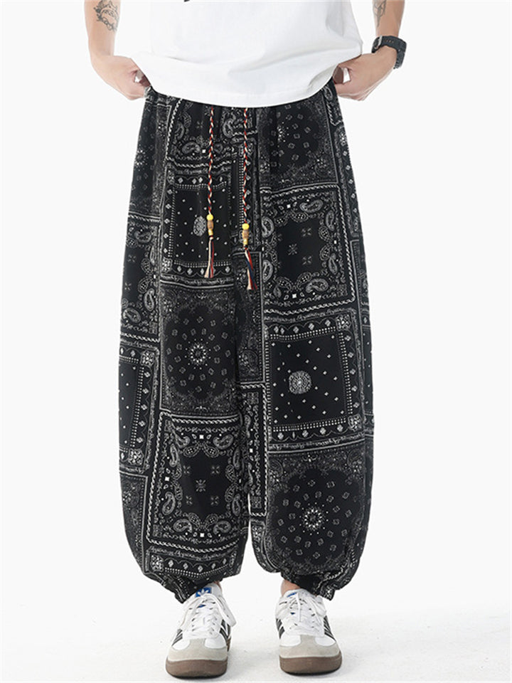 Men's Summer Casual Ethnic Style Print Bloomers Jogging Pants