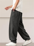 Men's Retro Solid Color Drawstring Loose Denim Pants